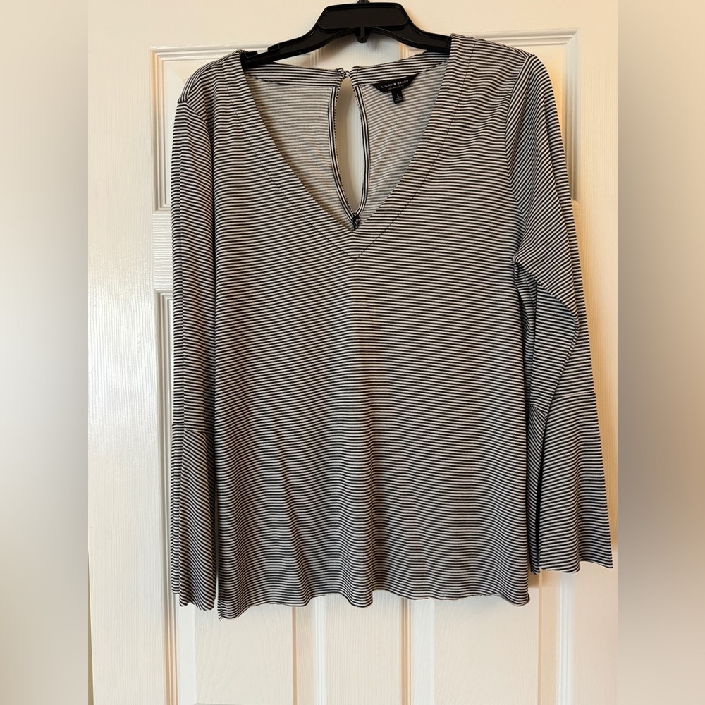 Lucky Brand striped shirt flared sleeve open upper back
